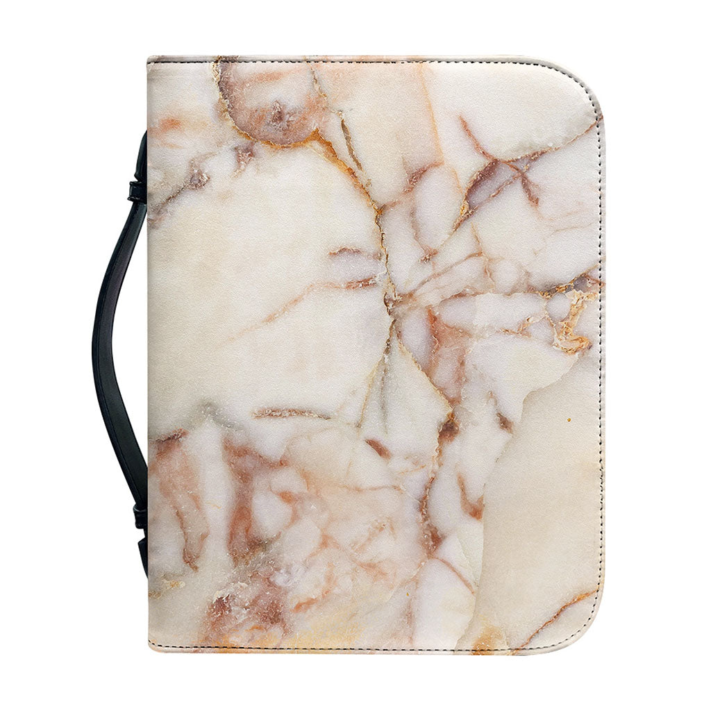 Brown Beige Marble Print Leather Bible Cover