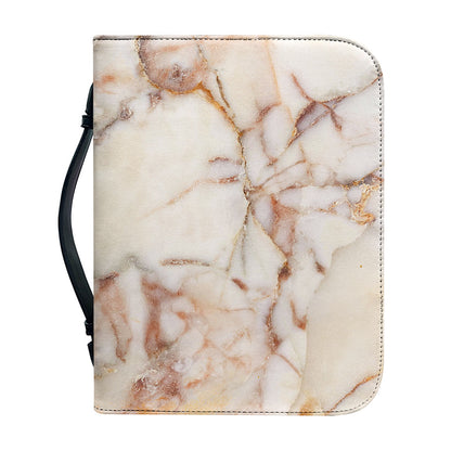 Brown Beige Marble Print Leather Bible Cover