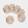 Brown Beige Marble Print Leather Coaster Set