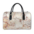 Brown Beige Marble Print Leather Duffel Bag