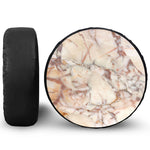Brown Beige Marble Print Leather Spare Tire Cover