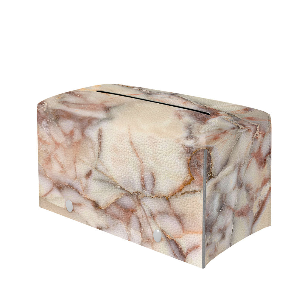 Brown Beige Marble Print Leather Tissue Box Cover