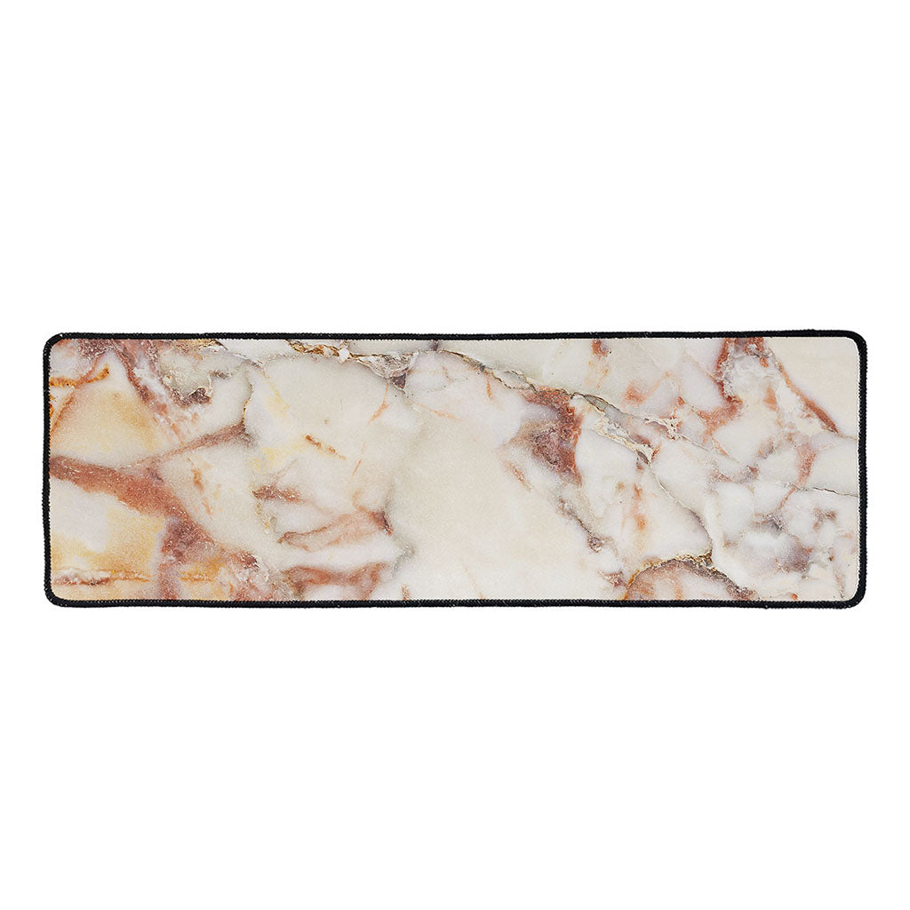 Brown Beige Marble Print Long Kitchen Mat