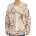 Brown Beige Marble Print Long Sleeve Baseball Jersey