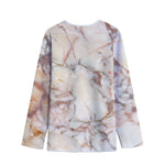 Brown Beige Marble Print Long Sleeve Short Coat