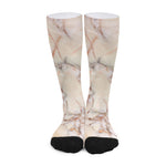 Brown Beige Marble Print Long Socks
