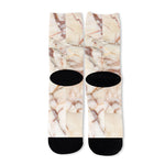 Brown Beige Marble Print Long Socks