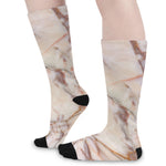 Brown Beige Marble Print Long Socks