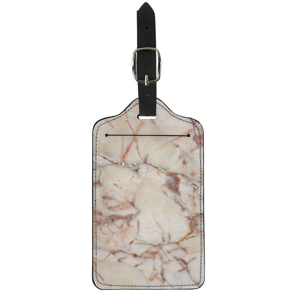 Brown Beige Marble Print Luggage Tag