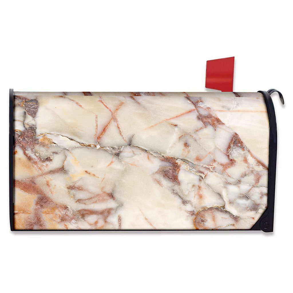 Brown Beige Marble Print Mailbox Cover