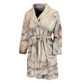 Brown Beige Marble Print Men's Bathrobe