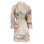 Brown Beige Marble Print Men's Bathrobe