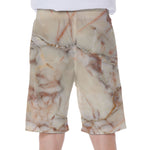 Brown Beige Marble Print Men's Beach Shorts