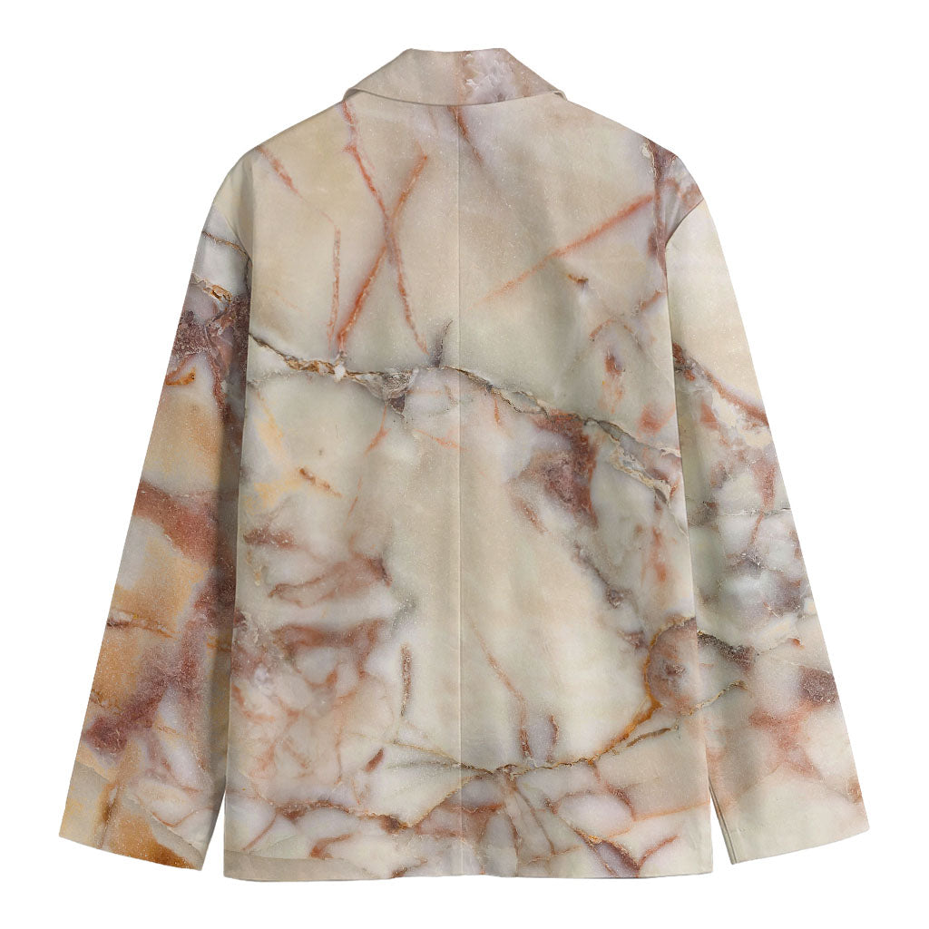 Brown Beige Marble Print Men's Blazer