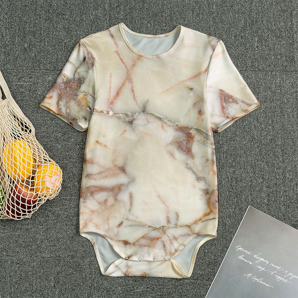 Brown Beige Marble Print Men's Bodysuit