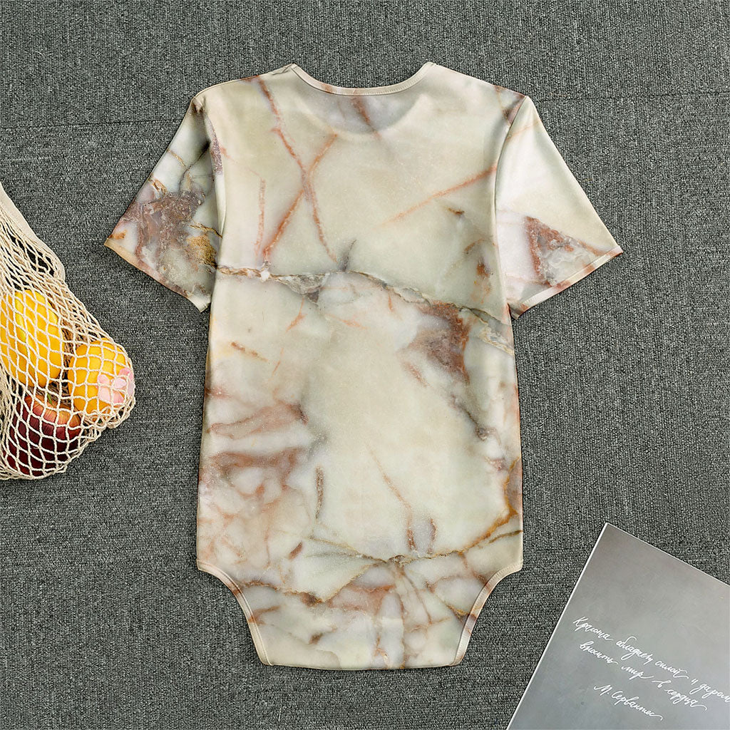 Brown Beige Marble Print Men's Bodysuit