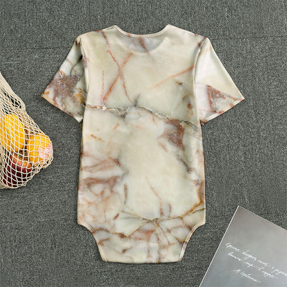 Brown Beige Marble Print Men's Bodysuit