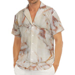 Brown Beige Marble Print Men's Deep V-Neck Shirt