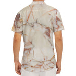 Brown Beige Marble Print Men's Deep V-Neck Shirt