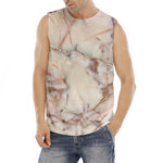 Brown Beige Marble Print Men's Fitness Tank Top