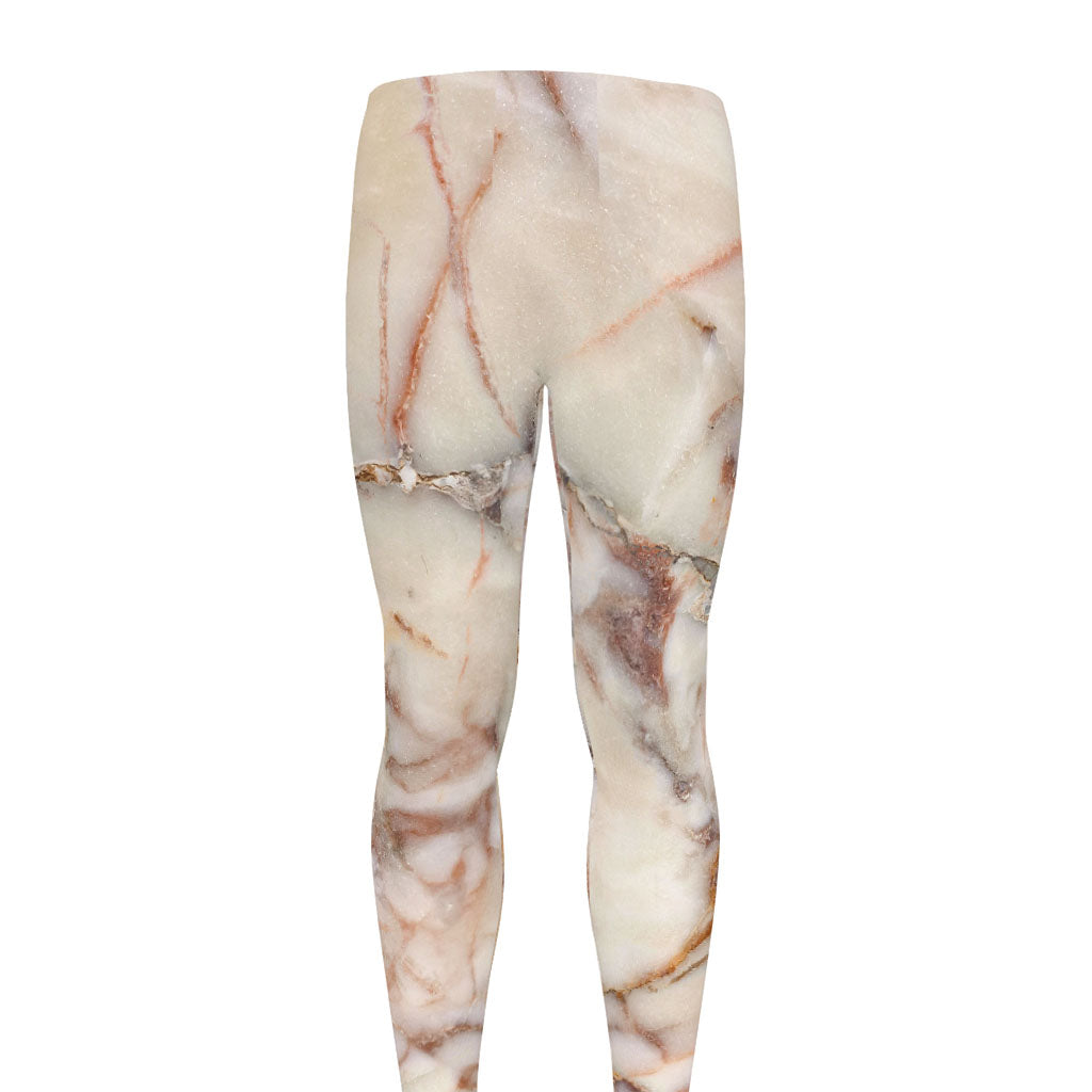 Brown Beige Marble Print Men's leggings