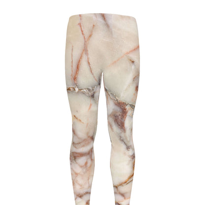 Brown Beige Marble Print Men's leggings