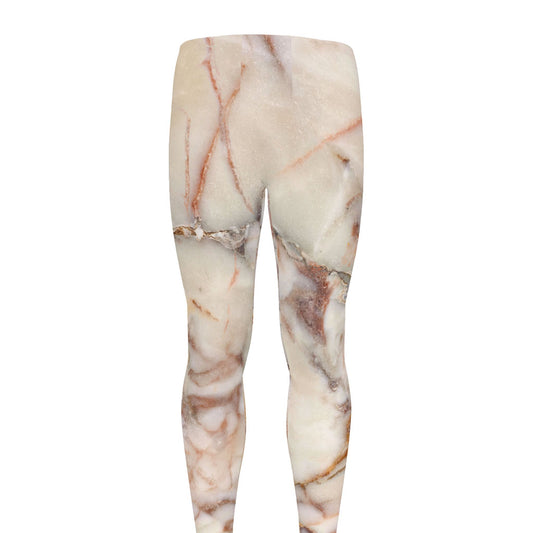 Brown Beige Marble Print Men's leggings