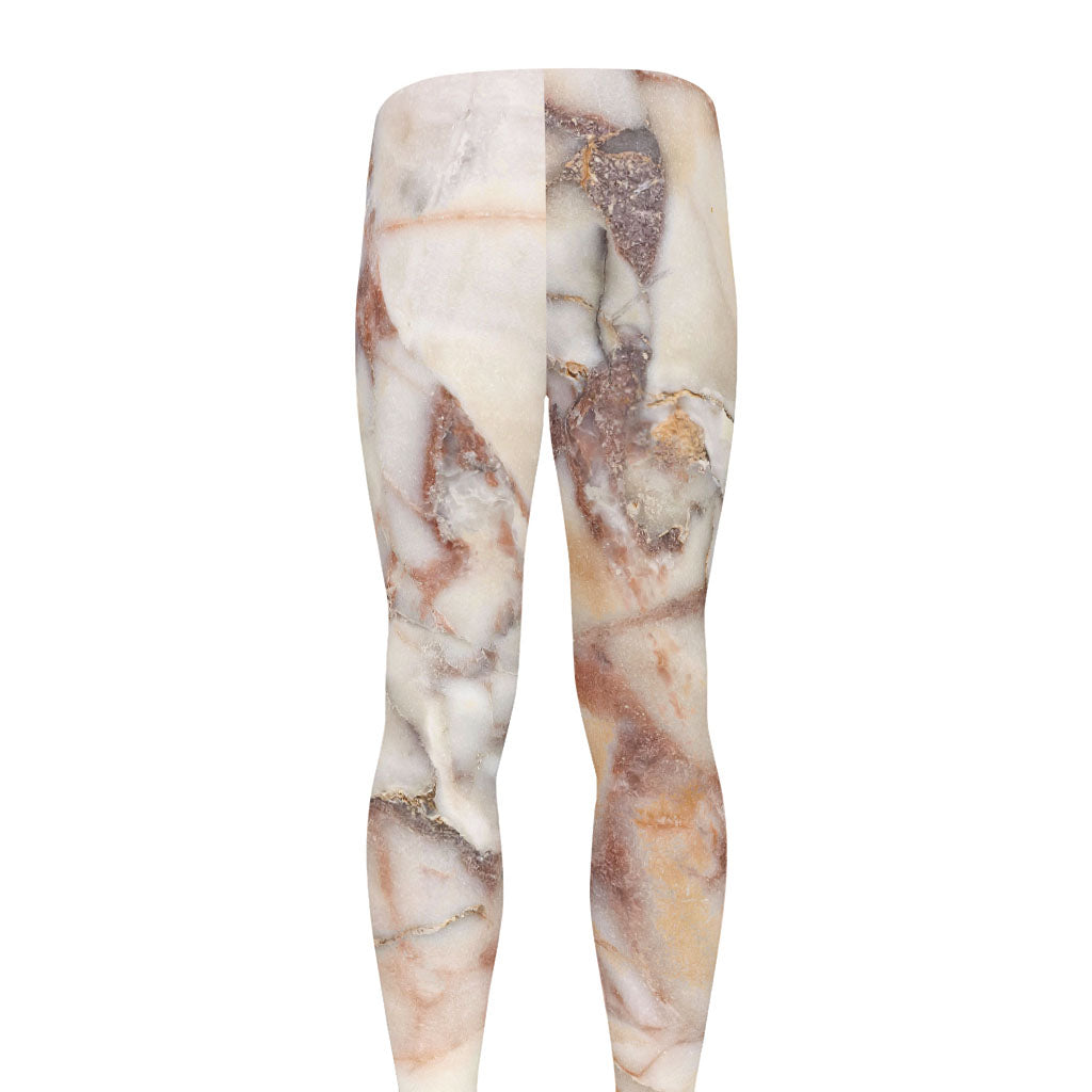 Brown Beige Marble Print Men's leggings