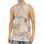 Brown Beige Marble Print Men's Muscle Tank Top