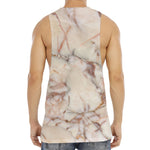 Brown Beige Marble Print Men's Muscle Tank Top