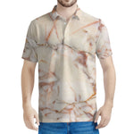 Brown Beige Marble Print Men's Polo Shirt