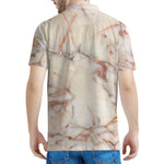 Brown Beige Marble Print Men's Polo Shirt