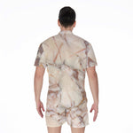 Brown Beige Marble Print Men's Rompers