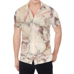 Brown Beige Marble Print Men's Shirt