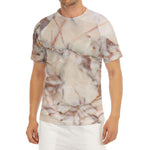 Brown Beige Marble Print Men's Short Sleeve Rash Guard