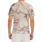 Brown Beige Marble Print Men's Short Sleeve Rash Guard