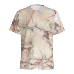 Brown Beige Marble Print Men's Sports T-Shirt