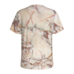 Brown Beige Marble Print Men's Sports T-Shirt