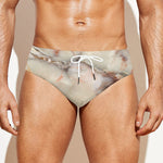 Brown Beige Marble Print Men's Swim Briefs