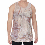 Brown Beige Marble Print Men's Velvet Tank Top