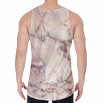 Brown Beige Marble Print Men's Velvet Tank Top