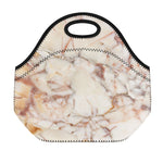 Brown Beige Marble Print Neoprene Lunch Bag