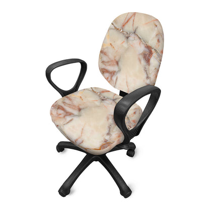 Brown Beige Marble Print Office Chair Cover