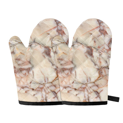 Brown Beige Marble Print Oven Mitts