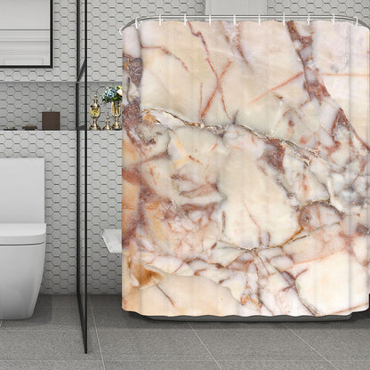 Brown Beige Marble Print Polyester Shower Curtain