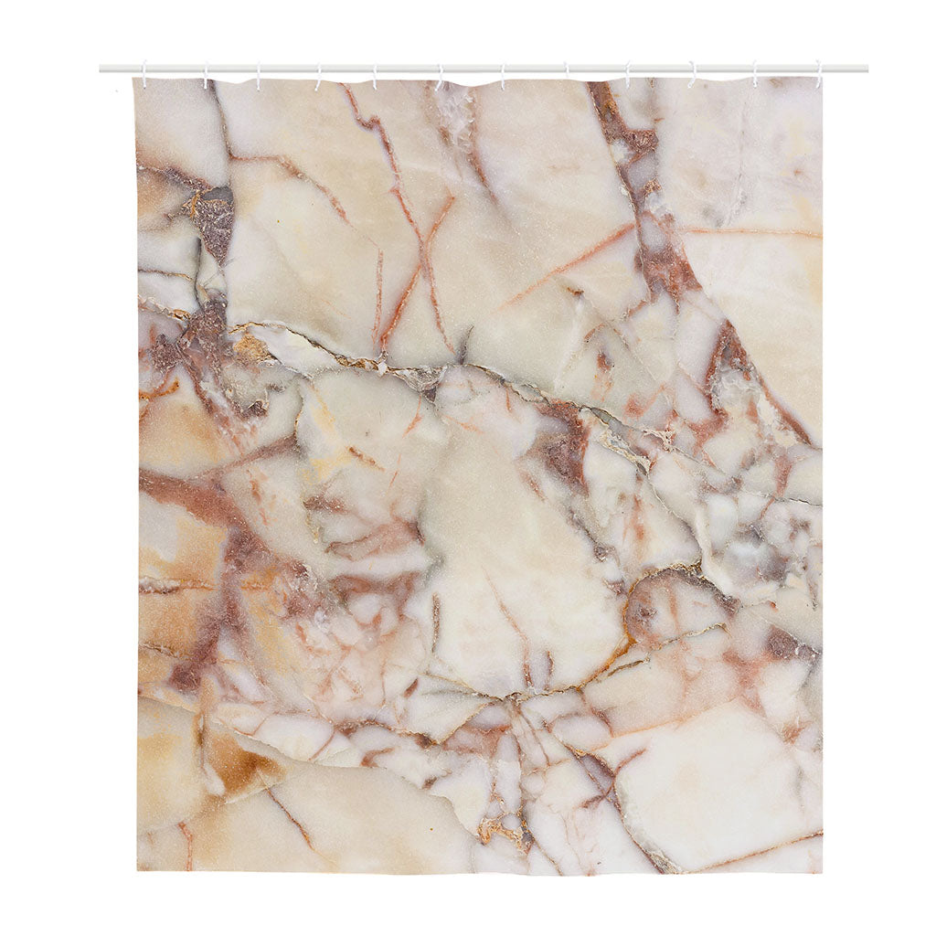 Brown Beige Marble Print Polyester Shower Curtain