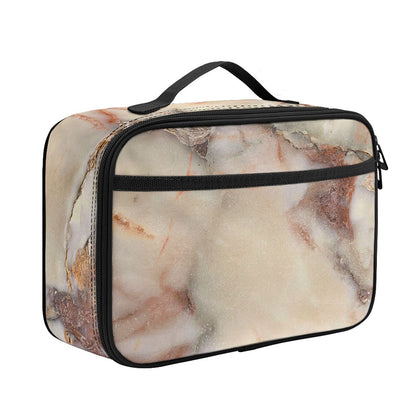 Brown Beige Marble Print Portable Lunch Bag
