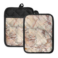 Brown Beige Marble Print Pot Holders With Pocket