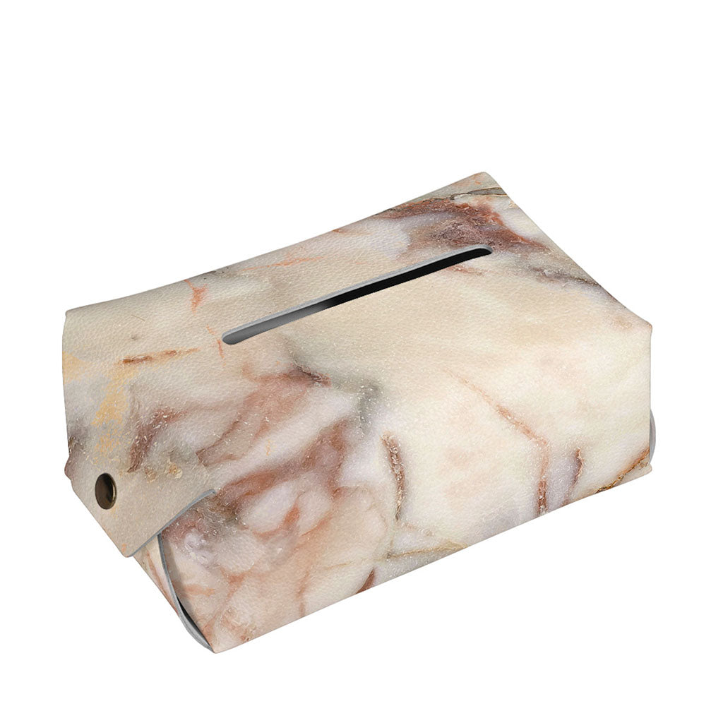Brown Beige Marble Print Rectangle Tissue Box Cover