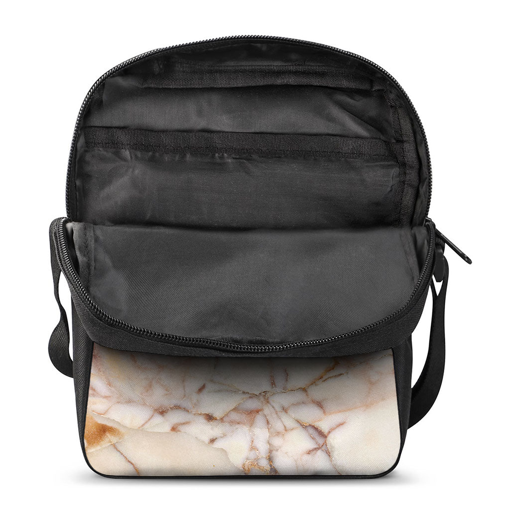 Brown Beige Marble Print Rectangular Crossbody Bag